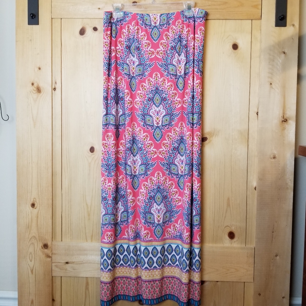 Cato Damask Bohemian Print Maxi Skirt